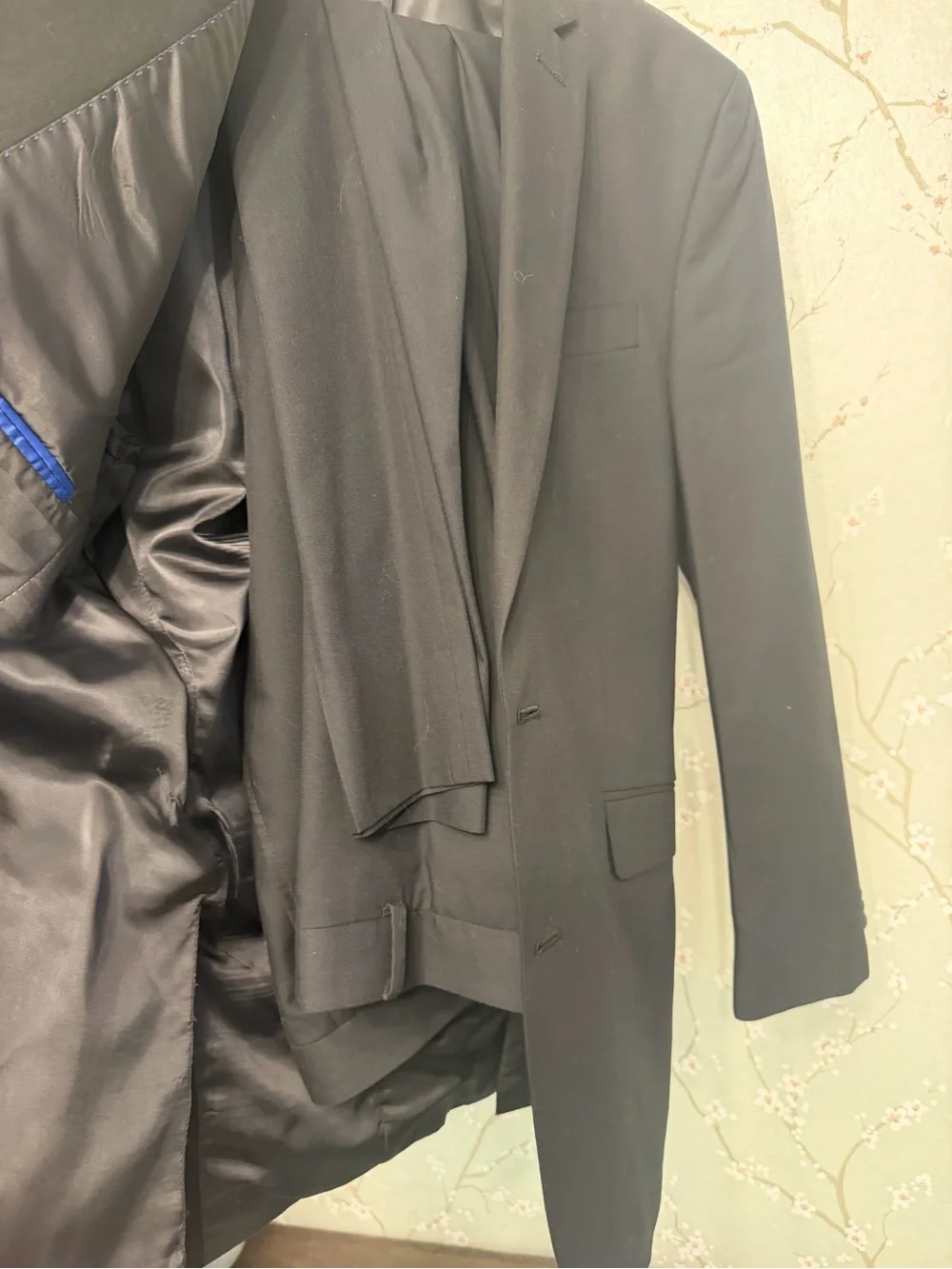 Black Kenneth Cole Reaction Men's Black Two-Button Suit Blazer & Pants Set